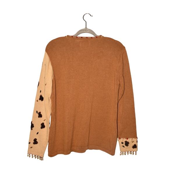 STORYBOOK KNITS $129 Beaded Cheetah Animal Print Cardigan Sweater Small - Picture 2 of 4